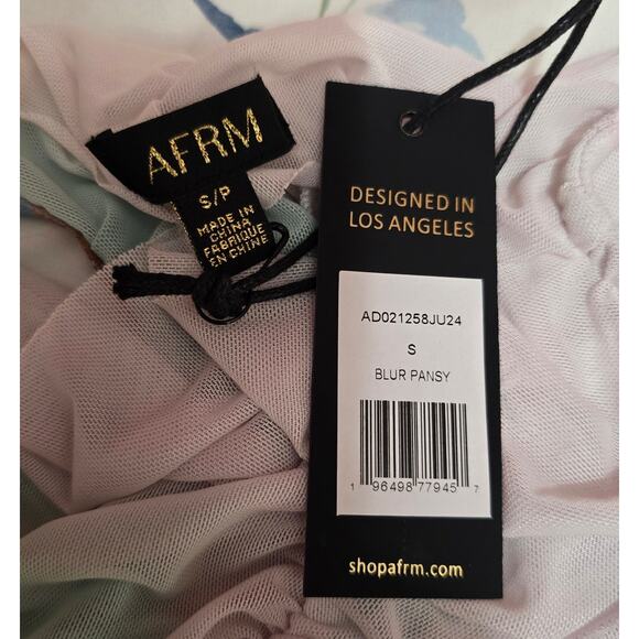 NWT AFRM Helsa Mini Dress in Blur Pansy Size Small - Picture 6 of 7